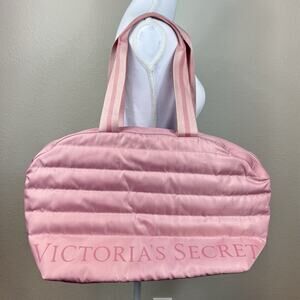 Victoria's Secret Quilted Large Duffle Bag Blush Pink Weekender Sport Casual‎